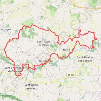 Trace GPS Saint-Christophe-de-Valains, itinéraire, parcours