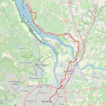 Trace GPS GR 655 De Blaye à MDP par P.d'A.(Gironde) (2021), itinéraire, parcours