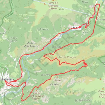 Trace GPS Mont Péla et terres rouges, itinéraire, parcours