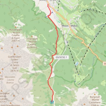 Trace GPS Sexten - Talschlusshutte, itinéraire, parcours