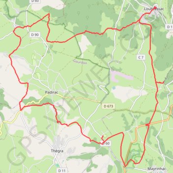 Trace GPS Loubressac - Thégra, itinéraire, parcours