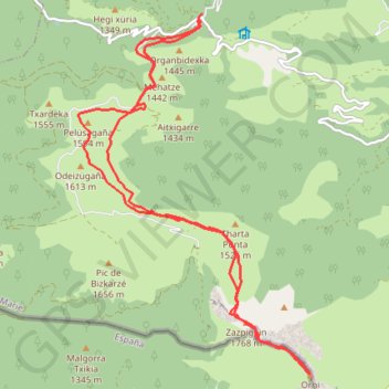 Trace GPS Pic d'Orhy depuis chalets d'Iraty, itinéraire, parcours