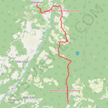 Trace GPS Tour Annapurna - Jour 17 - Ghandruk - Pothana, itinéraire, parcours