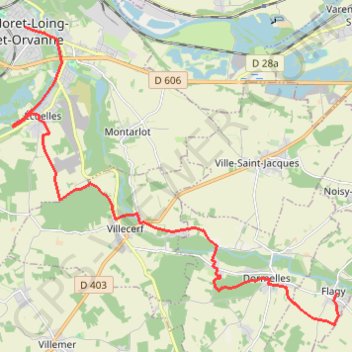 Trace GPS De l'Orvanne de Moret-sur-Loing à Flagy, itinéraire, parcours