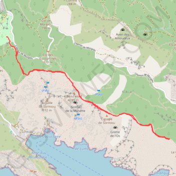 Trace GPS La crete de Morgiou à partir du chemin de Morgiou, itinéraire, parcours