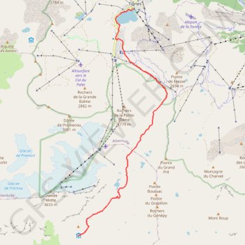 Trace GPS Via Alpina - Le Lac de Tignes > Refuge de La Leisse, itinéraire, parcours