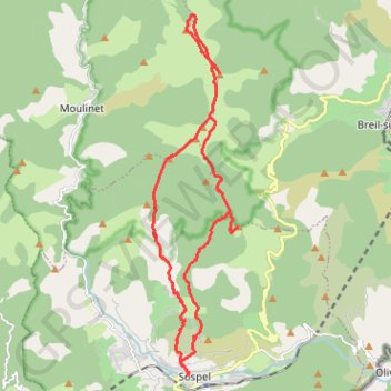 Trace GPS De Sospel au Mangiabo, itinéraire, parcours