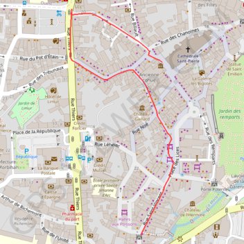 Trace GPS Balade en ville "le quartier médiéval", itinéraire, parcours