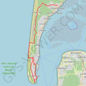 Trace GPS Tour du Bassin d'Arcachon à pied - Jour 8, itinéraire, parcours