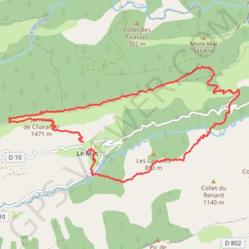 Trace GPS Sommet de Charamel - Le Mas (06), itinéraire, parcours
