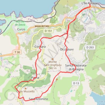 Trace GPS Villages Ballagne Saint Florent - corbara - Pigna, itinéraire, parcours