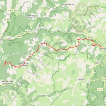 Trace GPS GR62A Du ravin de Combescure (Tarn) à Meyrueis (Lozère), itinéraire, parcours