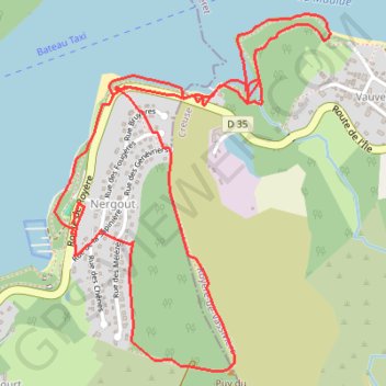 Trace GPS Nergout, le lac de Vassivière, itinéraire, parcours