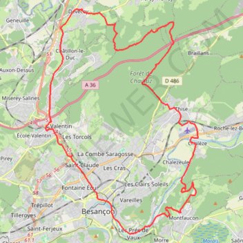 Trace GPS Devecey - Dame Blanche - Monfaucon - Devecey, itinéraire, parcours