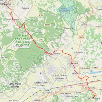 Trace GPS D'Altopascio à San Miniato, itinéraire, parcours