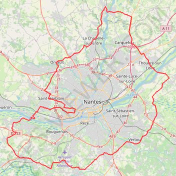 Trace GPS Nantes - 100.2km, itinéraire, parcours