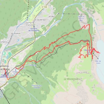 Trace GPS Chamonix - Mer de Glace - Signal des Forbes, itinéraire, parcours