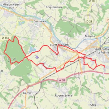 Trace GPS Saint-Sulpice - Forêt de Buzet, Buzet, itinéraire, parcours