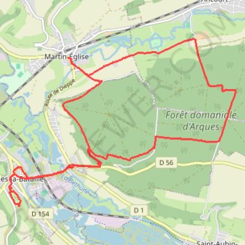 Trace GPS Martin Eglise, Arque la Bataille, Forêt Dom d'Arque, itinéraire, parcours