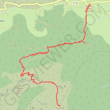 Trace GPS Pech de Bugarach, itinéraire, parcours