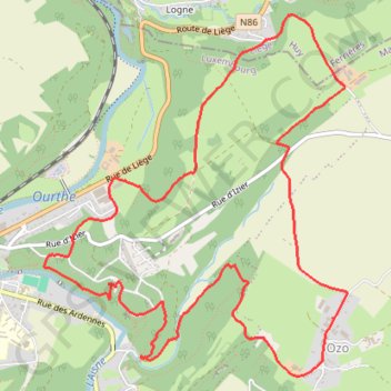 Trace GPS Ozo - Province du Luxembourg - Belgique, itinéraire, parcours