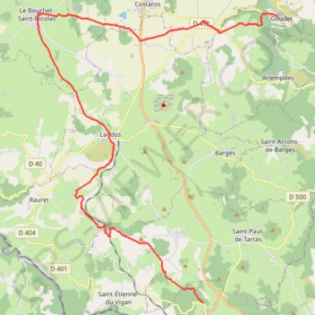 Trace GPS Goudet Pradel, itinéraire, parcours