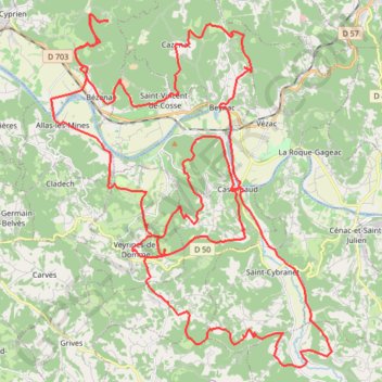 Trace GPS Le tour des châteaux via Castelnaud-la-Chapelle, itinéraire, parcours