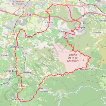 Trace GPS 🚴 Trace ,boucle du Carsac, de la Cité de Carcassonne, itinéraire, parcours