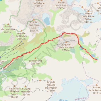 Trace GPS Lacs et col de la vanoise, itinéraire, parcours