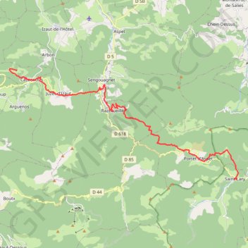 Trace GPS Chemin du Piemont de Saint Lary à Cazaunous, itinéraire, parcours