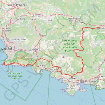Trace GPS Traversée de la Sainte-Beaume et des Calanques, itinéraire, parcours