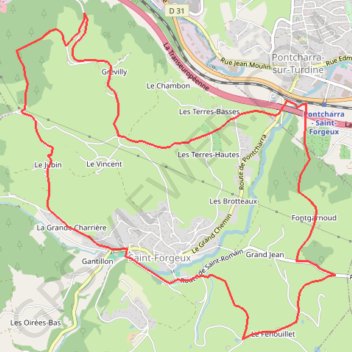 Trace GPS Balade Saint Forgeux est, itinéraire, parcours