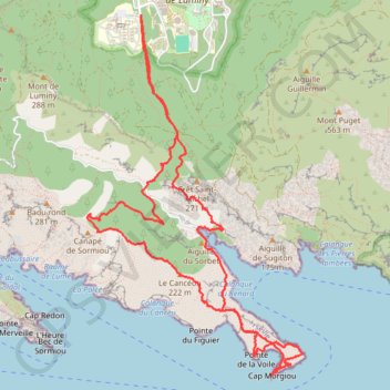 Trace GPS Le Cap Morgiou, Gorguette, Saint-Pierre depuis Luminy, itinéraire, parcours