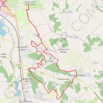 Trace GPS De Saint-Julien-sur-Calonne à Fierville-les-Parcs, itinéraire, parcours