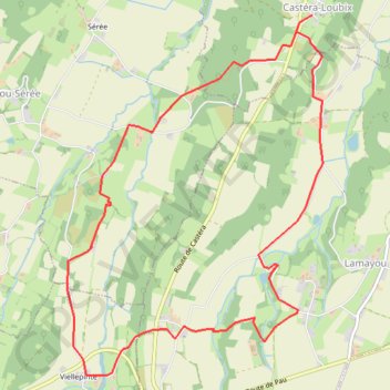 Trace GPS Circuit entre Castera et Villepinte, itinéraire, parcours
