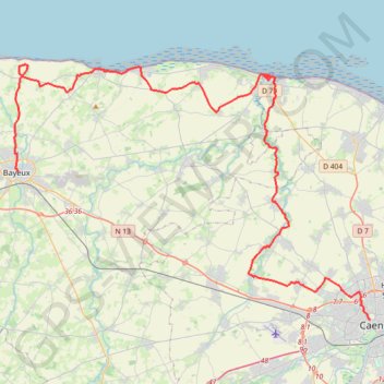 Trace GPS Bayeux-Caen Long, itinéraire, parcours
