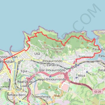 Trace GPS Côte basque espagnole - Chemin du littoral de Pasaia à San Sebastian, itinéraire, parcours