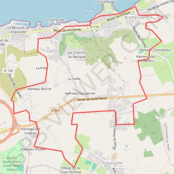 Trace GPS Cotentin, Bretteville, itinéraire, parcours
