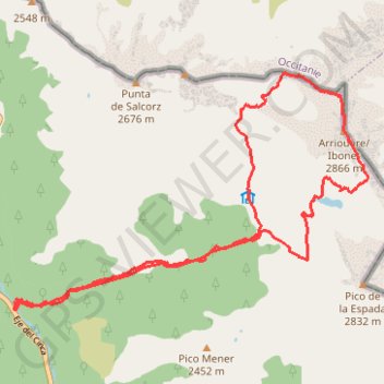 Trace GPS Pic d'Arriouère en circuit depuis le barranco Trigoniero, itinéraire, parcours