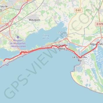 Trace GPS 22: ViaRhôna de Aigues-Mortes à Palavas-les-Flots, itinéraire, parcours