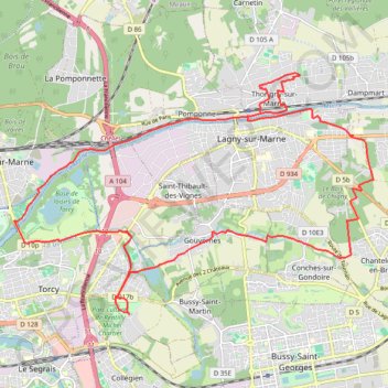 Trace GPS La Thorignienne - Thorigny-sur-Marne, itinéraire, parcours