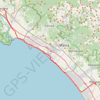 Trace GPS De Pietrasanta à Sarzana, itinéraire, parcours