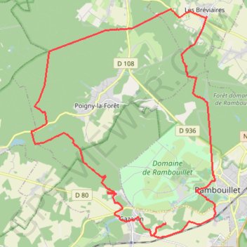 Trace GPS Autour de Poigny-la-foret, itinéraire, parcours