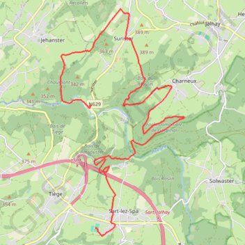 Trace GPS Rando Sart-lez-Spa, itinéraire, parcours