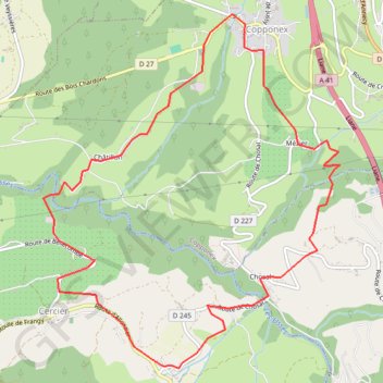 Trace GPS Copponex-cercier-chosal-mezier, itinéraire, parcours