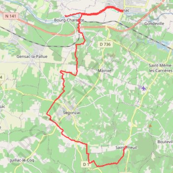 Trace GPS T22.1-Bourg-Charente à Saint-Preuil, itinéraire, parcours