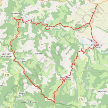 Trace GPS St Pierre-Combret-Col de Scié-St Sever, itinéraire, parcours