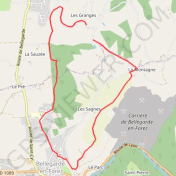 Trace GPS Du Gîte des Granges à Bellegarde, itinéraire, parcours