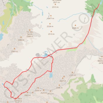 Trace GPS Tuc dera Gerbosa par la vallée de Riu Nere, itinéraire, parcours