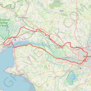 Trace GPS Boucle Nantes StNazaire 157,48 km - 15 août, itinéraire, parcours